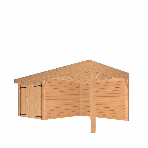 JWOODS Buitenverblijf 700x370cm incl. berging 300(b), Geschaafd met blokhutprofiel