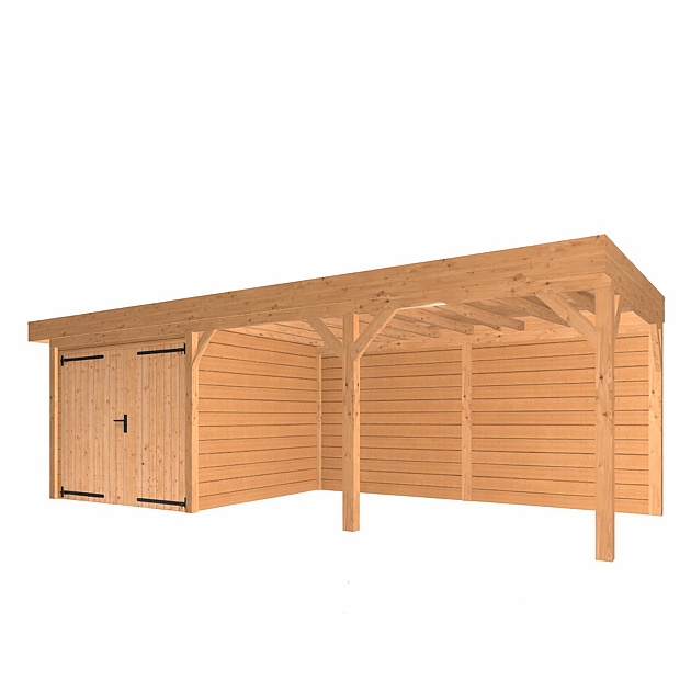 JWOODS Buitenverblijf 800x370cm incl. berging 300(b), Geschaafd met blokhutprofiel