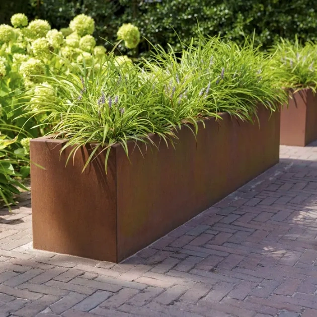 Plantenbak Carrez met bodem cortenstaal 200x50x60 cm