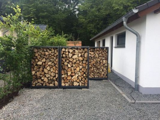 Houtopslag 200x40x43cm Zwart staal