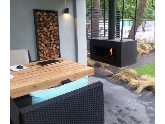 Houtopslag 200x40x43cm Zwart staal