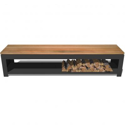 Houtopslag 200x40x43cm Zwart staal