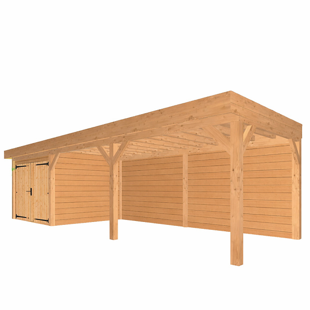 JWOODS Buitenverblijf 900x300cm incl. berging 300(b), Geschaafd met blokhutprofiel