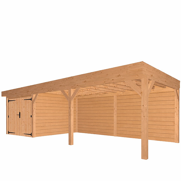 JWOODS Buitenverblijf 900x370cm incl. berging 300(b), Geschaafd met blokhutprofiel