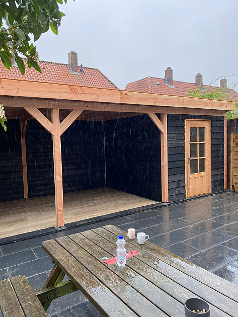 JWOODS Buitenverblijf 800x300cm incl. berging 300(b), Fijnbezaagd zweeds rabat zwart