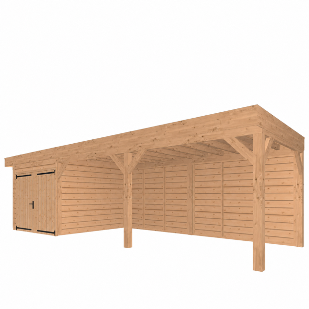 JWOODS Buitenverblijf 900x300cm incl. berging 300(b), Geschaafd met zweeds rabat Naturel