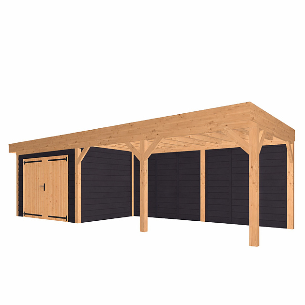 JWOODS Buitenverblijf 800x300cm incl. berging 300(b), Geschaafd met zweeds rabat zwart