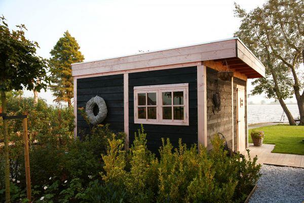 JWOODS Buitenverblijf 1000x370cm incl. berging 200(b), Fijnbezaagd zweeds rabat zwart