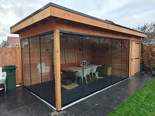 JWOODS Buitenverblijf 700x300cm incl. berging 200(b), Geschaafd met blokhutprofiel