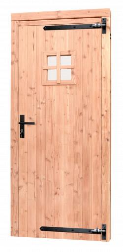 Douglas enkele 1-ruits deur inclusief kozijn, 90 x 201 cm., rechtsdraaiend, onbehandeld