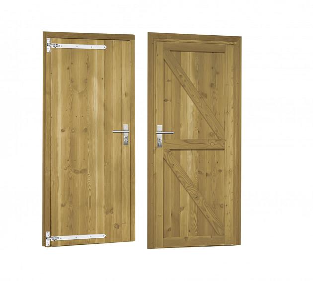 Douglas enkele dichte deur incl. kozijn, 90 x 201 cm. linksdraaiend, groen geïmpregneerd