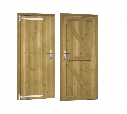 Douglas enkele dichte deur incl. kozijn, 90 x 201 cm. linksdraaiend, groen geïmpregneerd