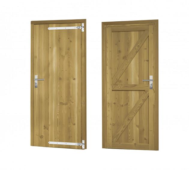 Douglas enkele dichte deur incl. kozijn, 90 x 201 cm. rechtsdraaiend, groen geïmpregneerd