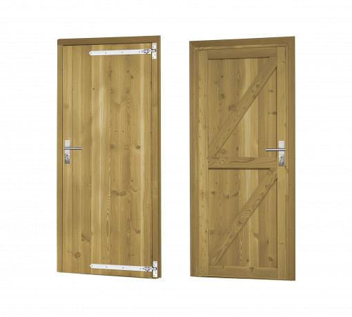 Douglas enkele dichte deur incl. kozijn, 90 x 201 cm. rechtsdraaiend, groen geïmpregneerd