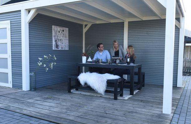 JWOODS Buitenverblijf 700x370cm incl. berging 200(b), Geschaafd met horizontaal triple rabat