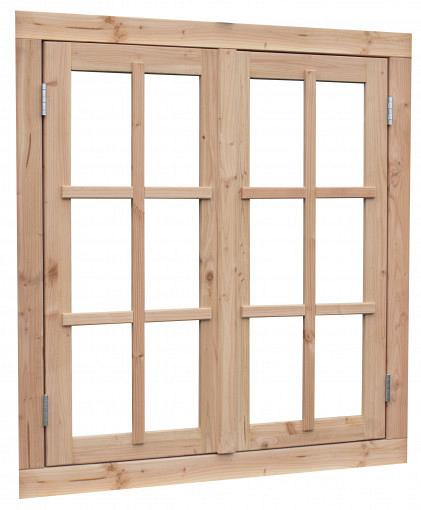 Douglas dubbel uitzetraam Prestige met dubbelglas, 112 x 120,5 cm., onbehandeld