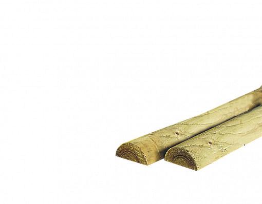 Halfronde regel, twee zijden haaks gekort, Ø 7 x 250 cm., grenen