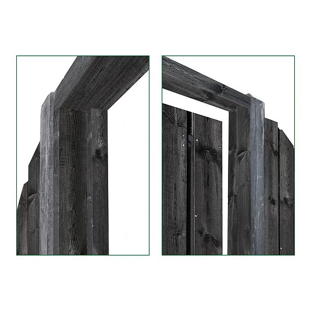 Tuindeurkozijn Jwoods Zwart Grenen met aanslaglat, max. 150 cm breed