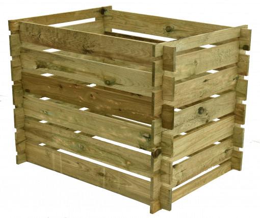 Compostsilo fijnbezaagd grenen, 70 x 97 x70 cm., groen geïmpregneerd