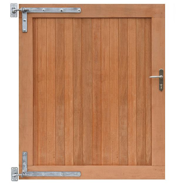 Hardhouten dubbele toegangspoort verticaal geschaafd onbehandeld 300x180 cm incl. beslag