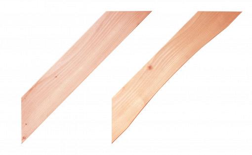 Douglas geschaafde schoor, gebogen, 6 x 14 x 77 cm., onbehandeld