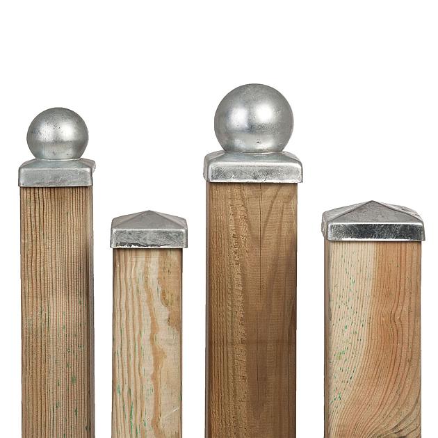 Paalornament bol/plaat verzinkt 9,1x9,1 cm