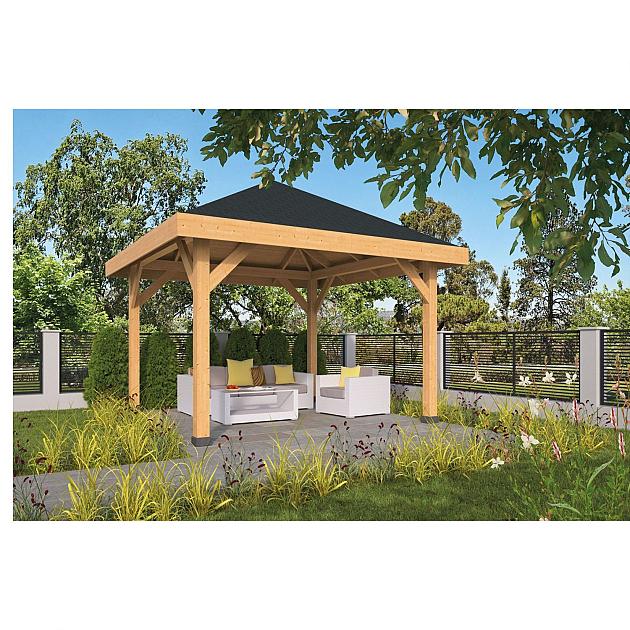 Doe-het-zelf prieel Obdam onbehandeld fijn bezaagd douglas 430x430x375 cm (excl dakbedekking)