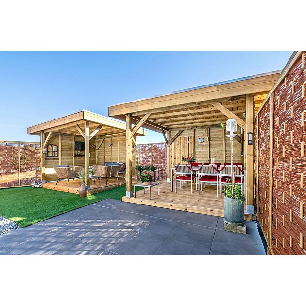 Prieel Modern middel geïmpregneerd geschaafd vuren 356x356x244 cm (excl dakbedekking)