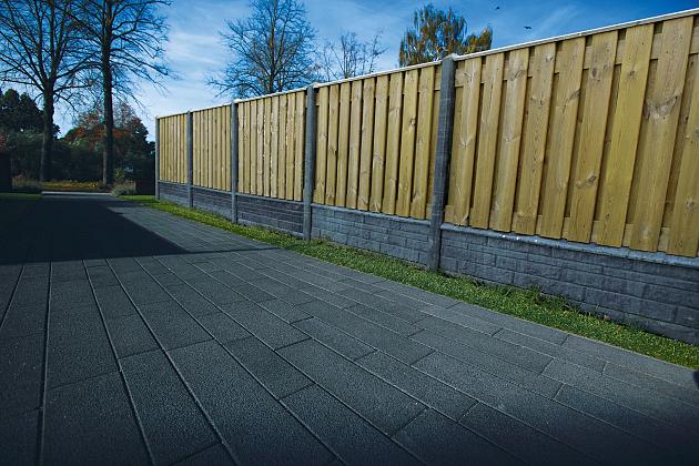 Beton RM Hoekpaal (3sp) 10x10x280 cm, Zwart gecoat tbv Scherm 150