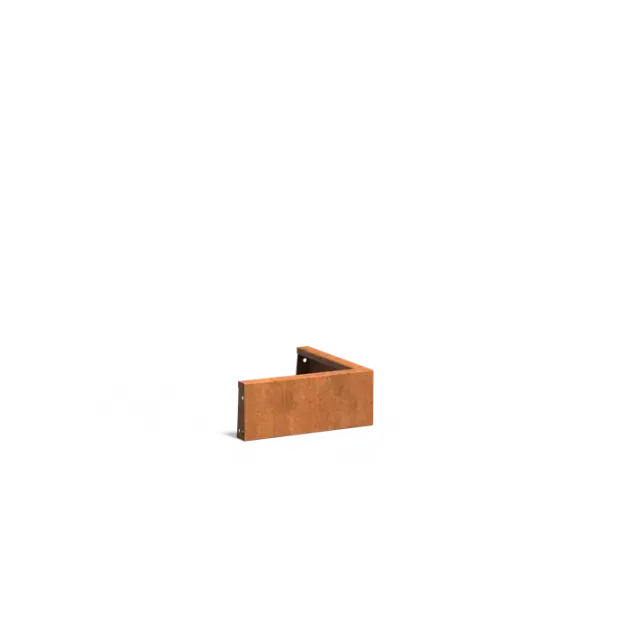 Keerwand buitenhoek Cortenstaal 2 mm 50x50x20 cm