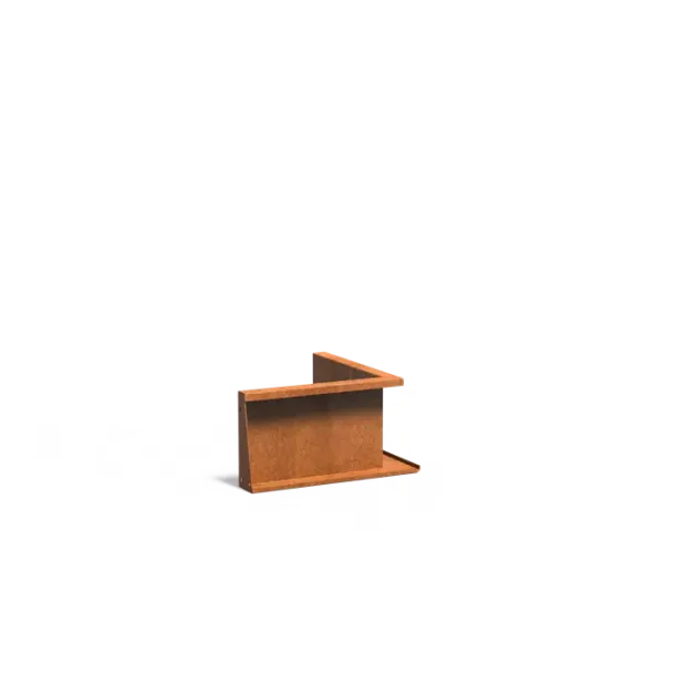 Keerwand binnenhoek Cortenstaal 2 mm 50x50x30 cm