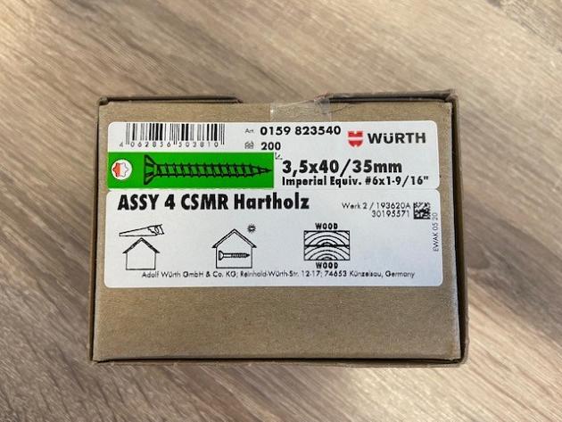ASSY 4 A2 CSMR hardhout rvs 3,5x40/35
