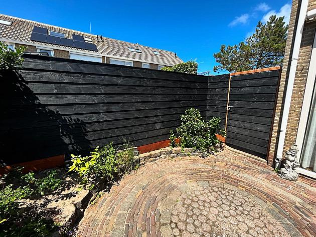 36877 actie jwoods douglas fijnbezaagde zweeds rabat plank 1 2 2 7x19 5x400 cm zwart dekkende beits 383000