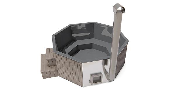 Hottub Deluxe Octa met interne kachel thermisch gemodificeerd, geschaafd vuren
