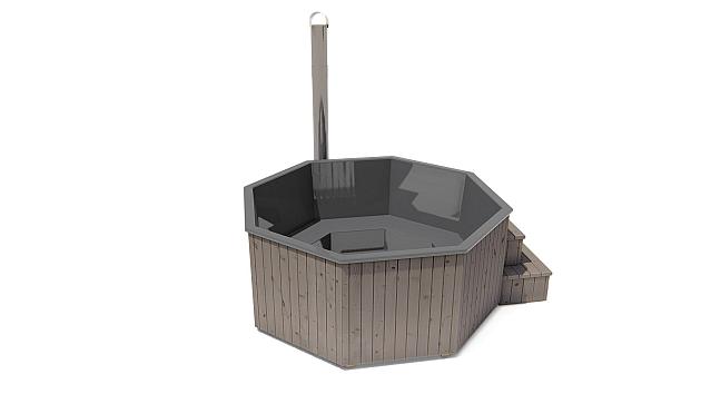 Hottub Deluxe Octa met interne kachel thermisch gemodificeerd, geschaafd vuren