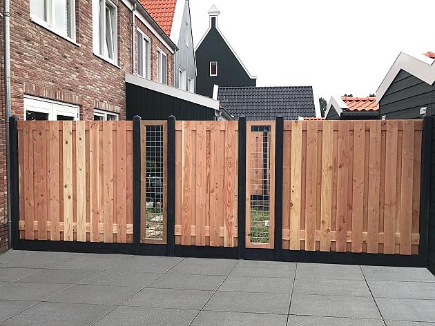 JWOODS Tuinscherm Red Wood 19-planks afbouw links 180/90x180 cm Geschaafd