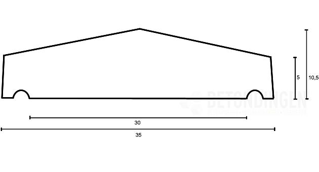 muurafdekb 35x100 zwart gecoat