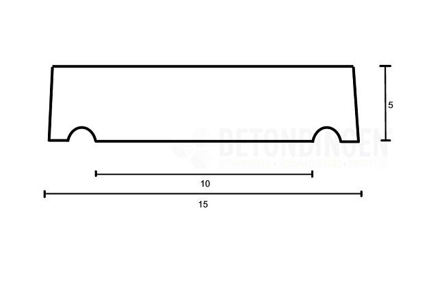 muurafdekb vlak 15x100x5 zwart beton