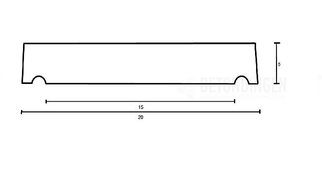 muurafdekb vlak 20x100x5 zwart beton