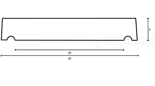 muurafdekb vlak 25x100x5 zwart beton