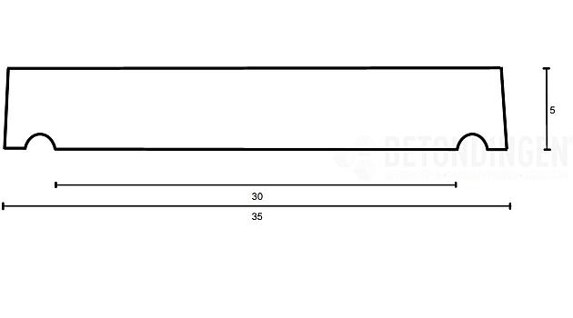 muurafdekb vlak 35x100x5 zwart beton
