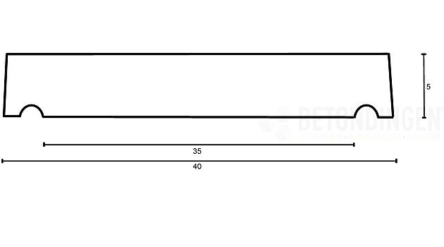 muurafdekb vlak 40x100x5 zwart beton