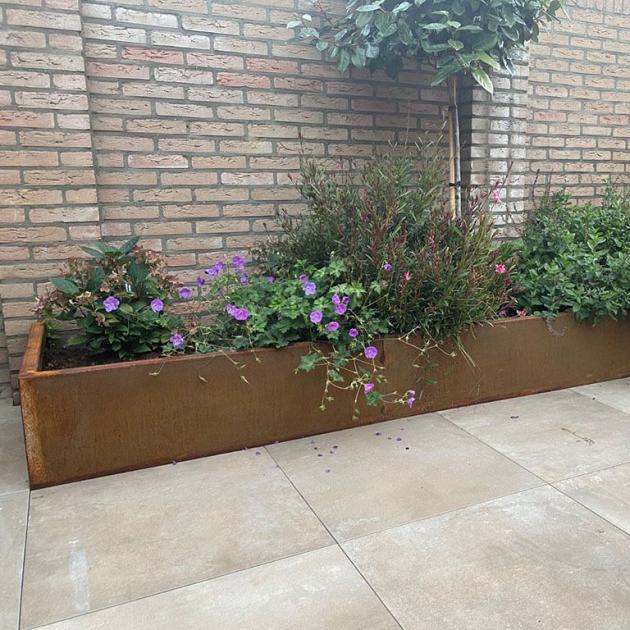 Cortenstaal keerwand recht 200x20x50 cm