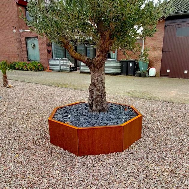 Cortenstaal achthoekige plantenbak Chicago 70, 168,6x168,6x70 cm