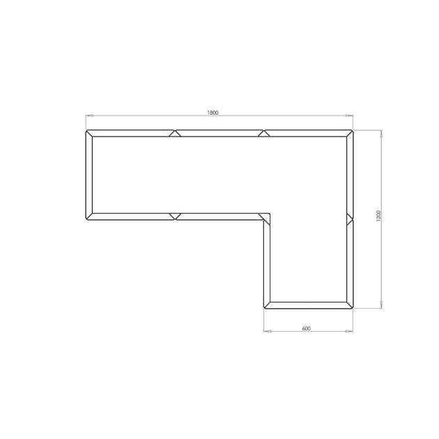 Cortenstaal L-vormige plantenbak Kansas 60, 180x120x40 cm geen bodemplaat