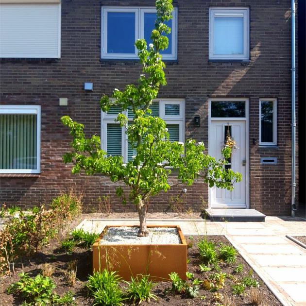 Cortenstaal vierkante plantenbak Miami 100x100x60 cm geen bodemplaat