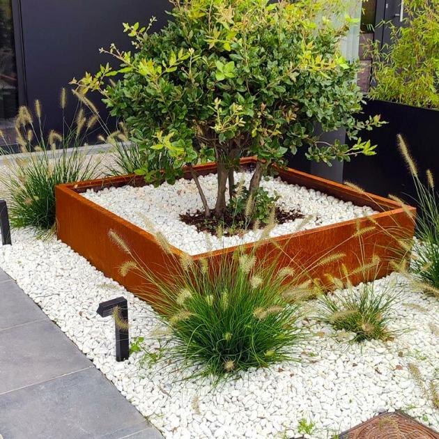 Cortenstaal vierkante plantenbak Miami 120x120x30 cm geen bodemplaat