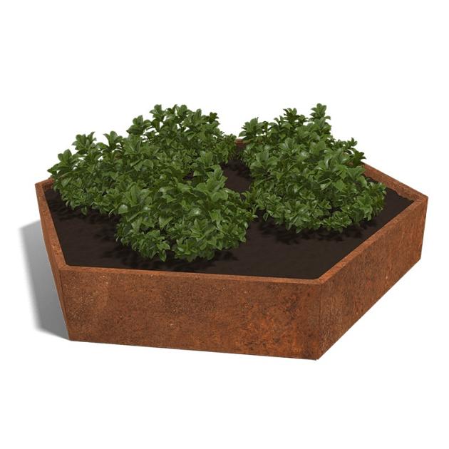 Cortenstaal zeshoekige plantenbak Denver 120, 239,3x207,8x40 cm