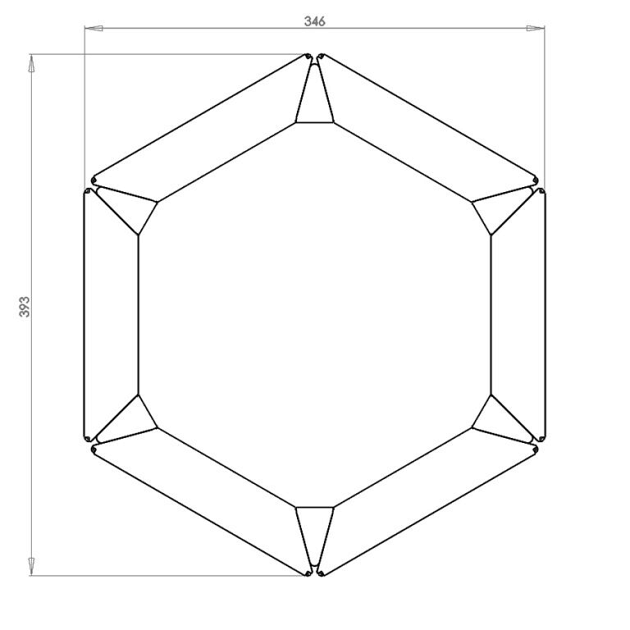 Cortenstaal zeshoekige plantenbak Denver 20, 39,3x34,6x100 cm geen bodemplaat