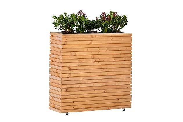 Bloembak Krefeld 90x30x102 cm op wieltjes, geïmpregneerd, geschaafd red class hout